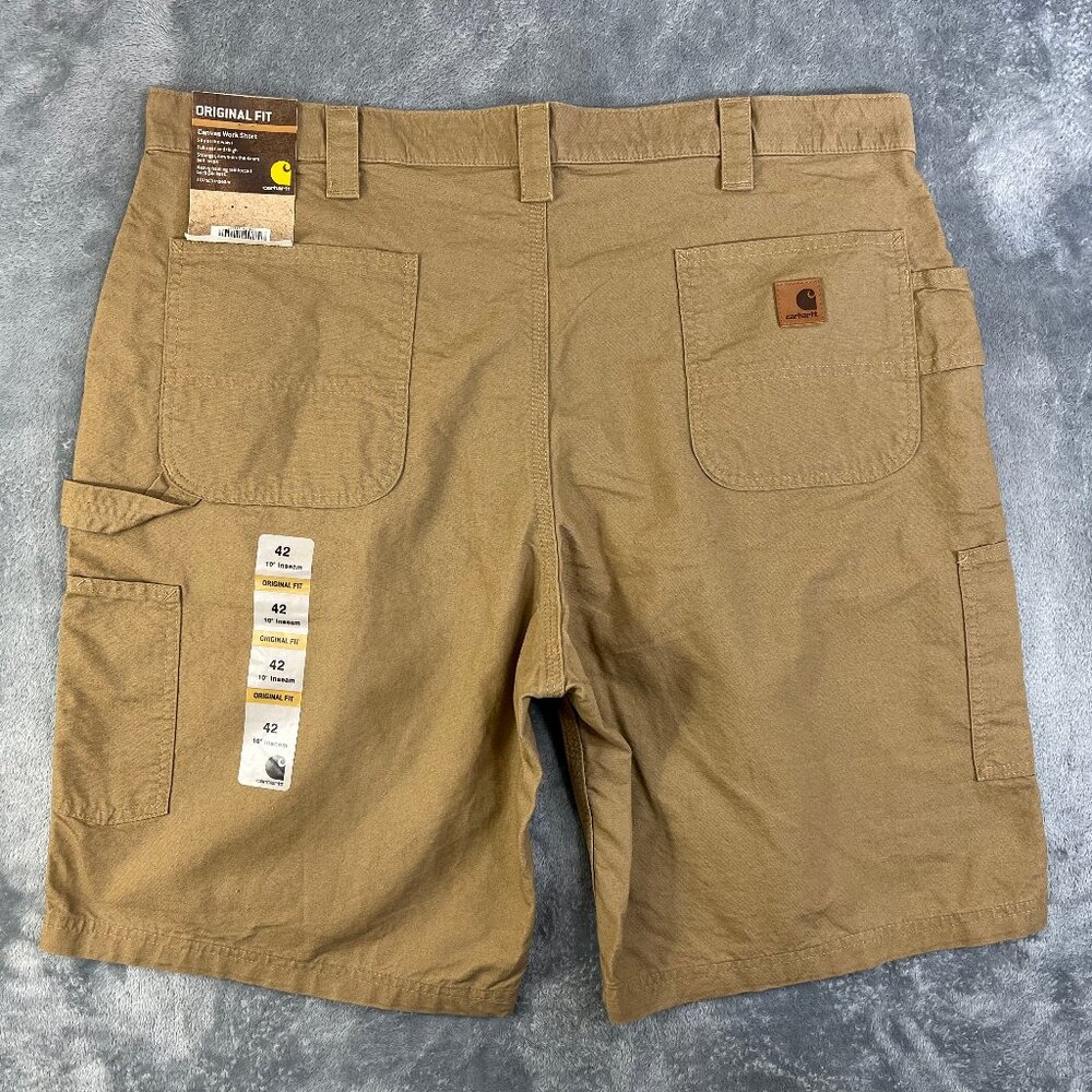 Carhartt Carpenter Cargo Shorts B147 DKH Men's 42 Brown Workwear Utility NEW
